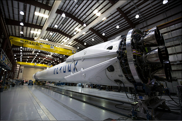 Rocket ship in warehouse